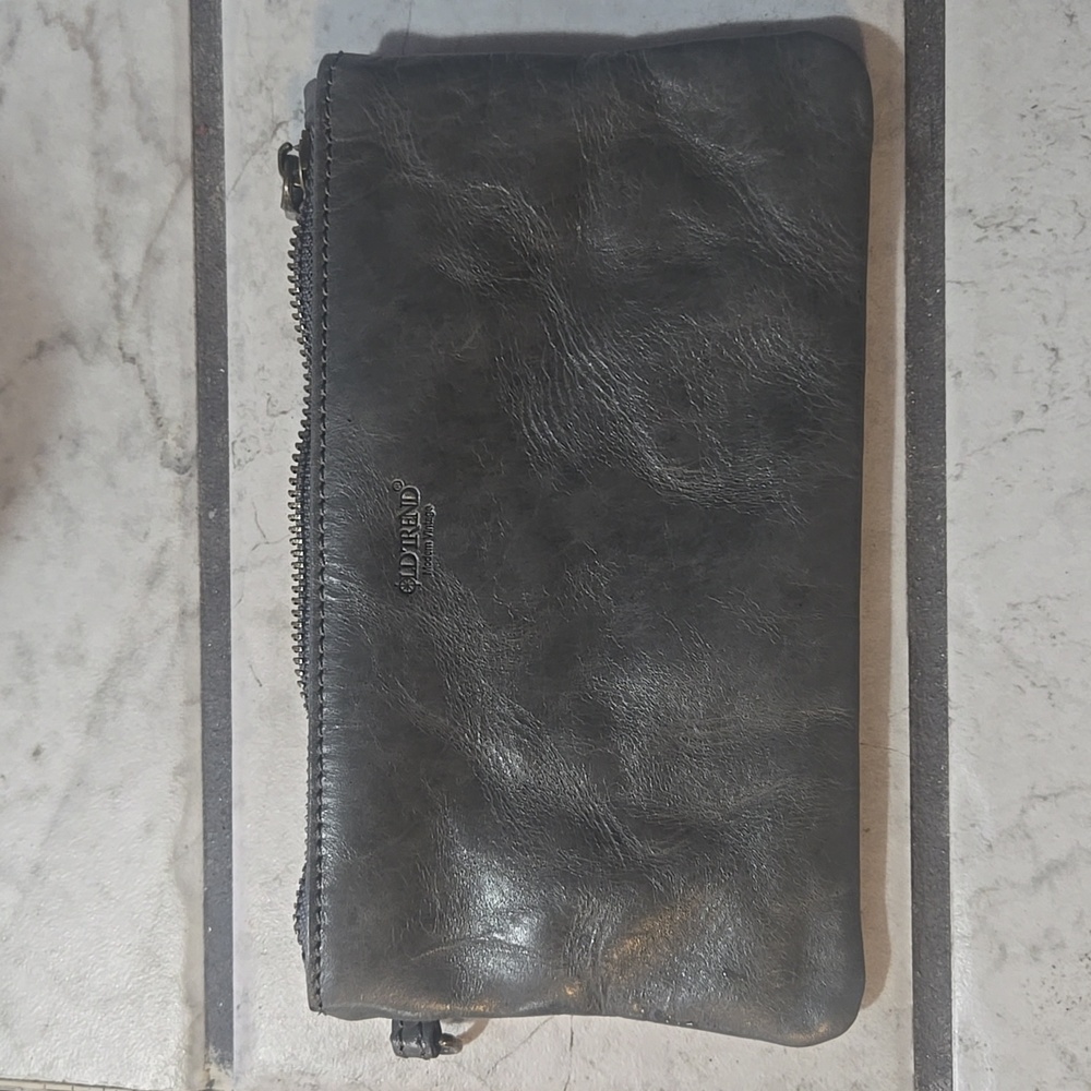 Old Trend Wallet.  4 1/2 x 8 inches.  Dark Grey leather.  Never used!